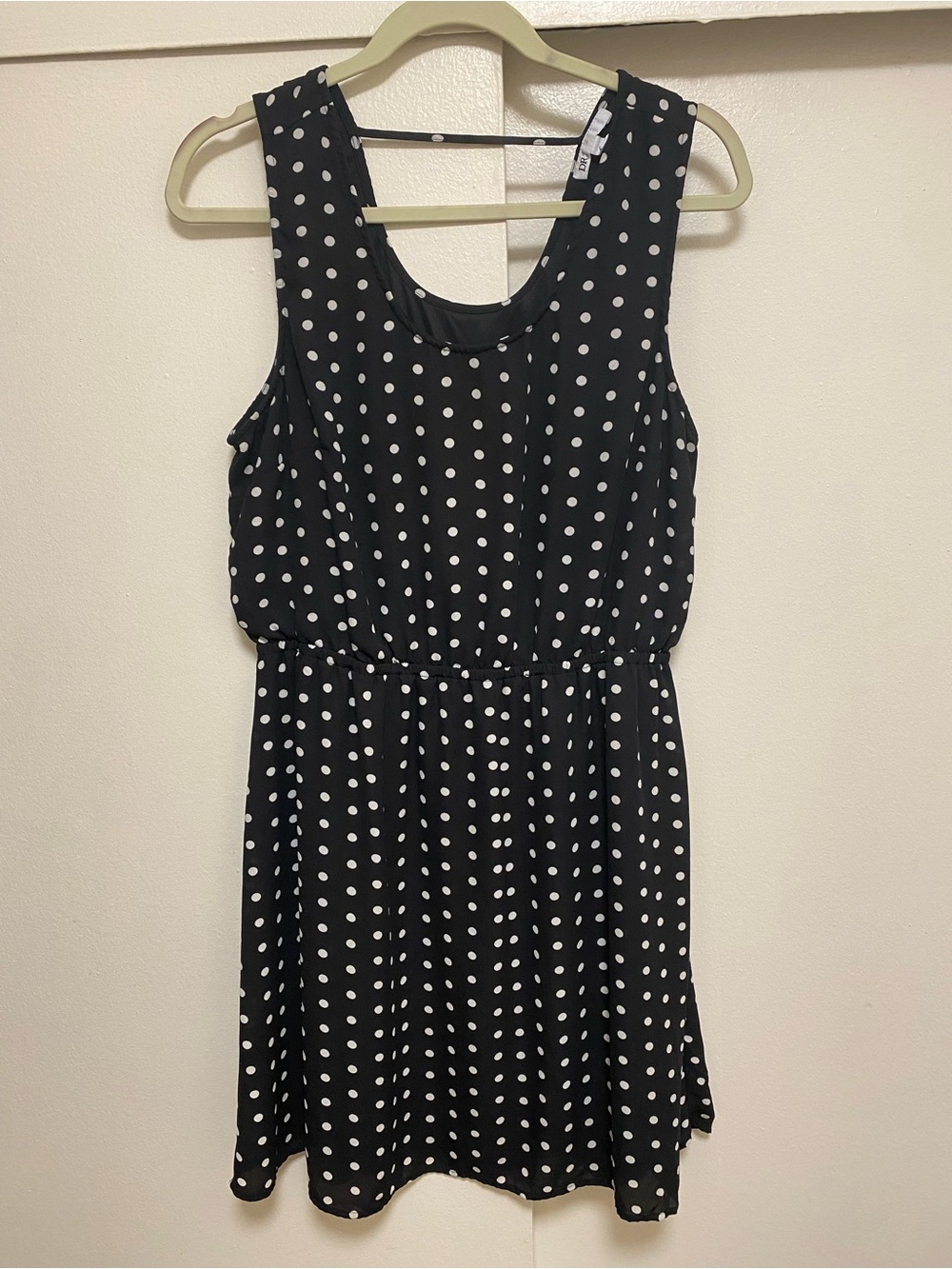DR2 Black and White Polka Dot Sleeveless Mini Dress